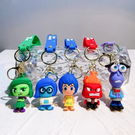 Disney Inside Out Cartoon Movie Keychain Kawaii Happy Sad Angry Anime Character Backpack Mobile Phone Pendant Keychain Toy