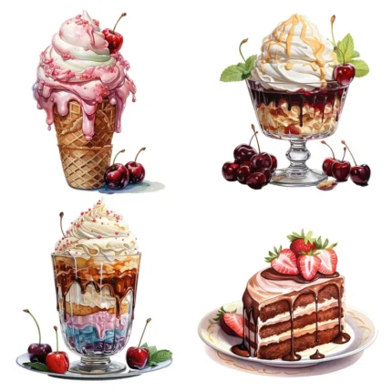Three Ratels CJ2 Chocolate cake dessert cartoon stickers  kitchen refrigerator stickers dessert shop window decals